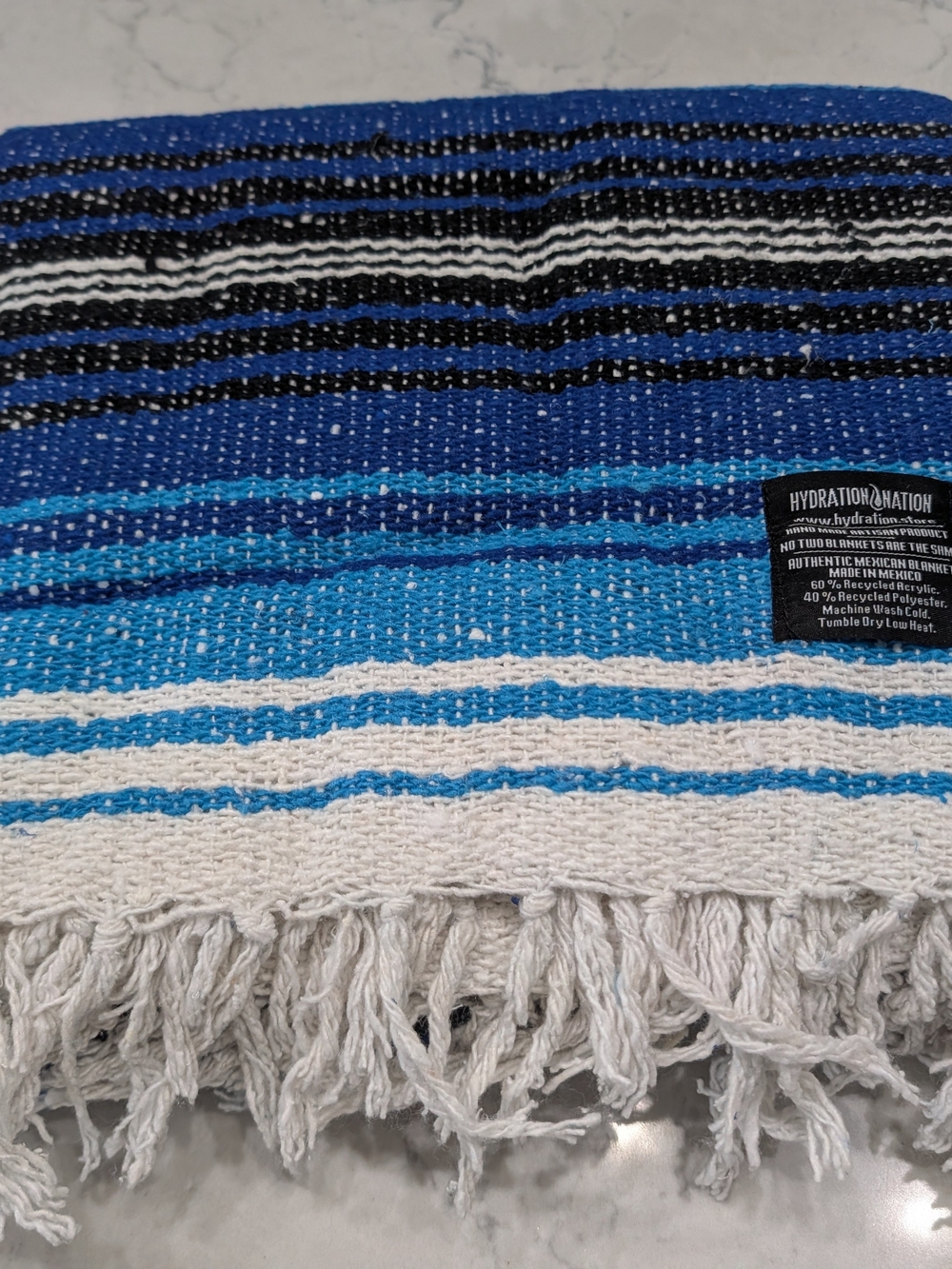 Blue Striped Mexican Blanket Throw